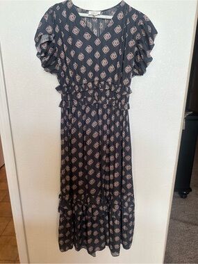 Boheme  Maxi Dress with Light Pink Geometric Print